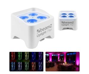 BeamZ BBP90W Uplight Lot de 2 projecteurs LED Uplight 4 W pour pupitre DJ, éclairage de scène, DMX-LAN, lumière de fête contrôlée par la musique, équipement de scène, avec télécommande