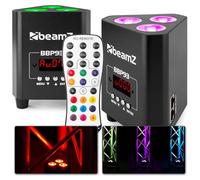 BeamZ BBP93 - Lot de 2 Projecteurs Uplight PAR sur Batterie RGBW DMX - 30 Watts, 7 Heures d'Autonomie, Télecommande, Idéal pour Éclairage de Salle, Mariage, Jardin, Architecture, Hôtel, Restaurant