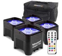 BeamZ BBP94 Lot 4 Projecteurs PAR Uplight Batterie RGB DMX 40W | Avec Sac de Transport, Autonomie 9H, Idéal Éclairage Salle, Mariage, Jardin, Architecture, Hôtel, Restaurant