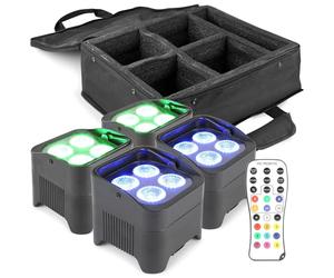 BeamZ BBP94 - Lot 4 Projecteurs PAR Uplight sur Batterie RGB DMX 40 Watts avec Sac de Transport - Autonomie 9H, Idéal pour Éclairage de Salle, Mariage, Jardin, Architecture, Hôtel, Restaurant