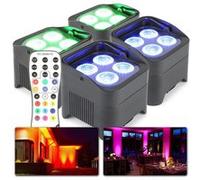 BeamZ BBP94 Lot de 4 Projecteurs PAR Uplight sur Batterie RGB DMX | 40 Watts, 9 Heures d'Autonomie, Télécommande, Idéal pour Éclairage de Salle, Mariage, Jardin, Architecture, Hôtel, Restaurant