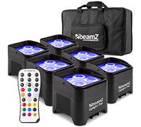 BeamZ BBP94 Lot de 6 Projecteurs PAR Uplight sur Batterie RGB DMX 40W | Avec Valise, 9 Heures d'Autonomie, Éclairage de Salle, Mariage, Jardin, Architecture, Hôtel, Restaurant