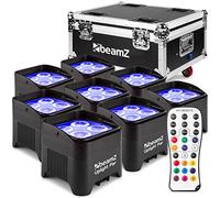 BeamZ BBP94 Lot de 8 Projecteurs PAR Uplight Batterie RGB DMX 40W | Flightcase, Autonomie 9H, Éclairage Salle Mariage Jardin Architecture Hôtel Restaurant
