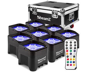 BeamZ BBP94 Lot de 8 Projecteurs PAR Uplight Batterie RGB DMX 40W | Flightcase, Autonomie 9H, Éclairage Salle Mariage Jardin Architecture Hôtel Restaurant