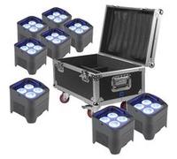 BeamZ BBP94 Lot de 8 projecteurs Uplight 4x LED 10 W RGBW avec flightcase - mode DMX, fonction maître/esclave, environ 9 heures d'autonomie, télécommande, idéal architecture ou autres événements Noir