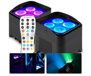BeamZ BBP94W - Lot de 2 Projecteurs PAR Uplight sur Batterie RGBWA WDMX - 48 Watts, Autonomie 9H, Télecommande, Idéal pour Éclairage de Salle, Mariage, Jardin, Architecture, Hôtel, Restaurant