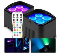 BBP94W Lot de 2 projecteurs Uplight 4x LED 12 W RGBAW avec batterie - mode WDMX, fonction maître/esclave