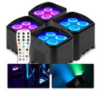 BeamZ BBP94W Lot de 4 projecteurs Uplight 4x LED 12 W RGBAW avec batterie - mode WDMX, fonction maître/esclave
