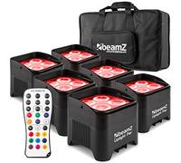 BeamZ BBP94W Lot de 6 Projecteurs PAR Uplight Batterie RGBWA WDMX 48W | Valise Incluse, Autonomie 9H, Éclairage Salle Mariage Jardin, Architecture Hôtel Restaurant