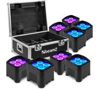 BeamZ BBP94W Lot de 8 projecteurs Uplight 4x LED 12 W RGBAW avec batterie - Avec sa FlightCase FCC9, mode WDMX Noir