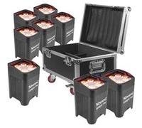 BeamZ BBP96SW Lot de 8 projecteurs Uplight 6x LED 12 W RGBAW-UV avec batterie - Avec sa FlightCase FCC9, mode WDMX Blanc