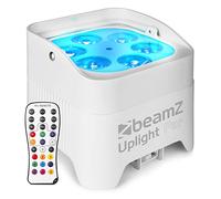 Beamz BBP96SW Projecteur Uplight PAR- 6 x LED RGBAW-UV, 12W par LED, Mode DMX ou auto, Fonction Maitre/Esclave, Batterie de 9 heures intégrée, Parfait pour éclairage de salle ou architecture