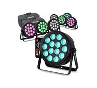 BeamZ BCC145 - Pack de 8 FlatPAR LED RGBW 14x 4W - Projecteurs DJ Extra-Plats avec Sacs de Transport