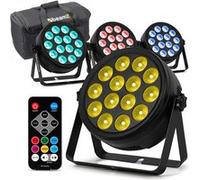 BeamZ BCC165 - Pack de 4 FlatPAR LED RGBWA-UV 14x 4W - Projecteurs DJ Extra-Plats avec Télécommande et Sac de Transport