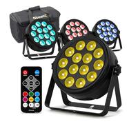 BeamZ BCC165 Pack de 4 FlatPAR LEDs RGBWA-UV 14x 4W chacun, Extra-Plats - Télécommande et Sac de Transport - Projecteurs PAR LED DJ Compacts - Effet UV - Soirées, FlatPar Slim Éclairage Ambiance