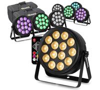 BeamZ BCC165 Pack de 8 FlatPAR LEDs RGBWA-UV 14x 4W chacun, Extra-Plats - Télécommande et Sac de Transport - Projecteurs PAR LED DJ Compacts - Effet UV pour Soirées, FlatPar Slim Éclairage Ambiance