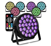 BeamZ BCC260 Pack de 8 FlatPAR LED RGBWA-UV 27x 6W Extra-Plats avec Télécommande - Projecteurs PAR LEDs DJ Puissants avec Effet UV, FlatPar Slim pour Soirées et Éclairage Scène
