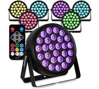BeamZ BCC260 - Pack de 8 FlatPAR LED RGBWA-UV 27x 6W - Projecteurs DJ Extra-Plats avec Télécommande et Effet UV