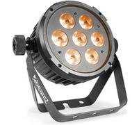 BeamZ BT280 LED Projecteur FlatPAR - 7x LED RGBAW-UV, 10W, Aluminium, Boitier ABS, Shows Lumineux Préprogrammés, Télécommande Incluse, Parfait pour Éclairage de Soirée ou de Scène