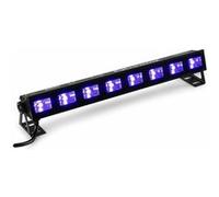 Beamz BUVW83 Barre lumineuse de 8 LED UV / blanc chaud - commande séparée - silencieux - aluminium noir Noir