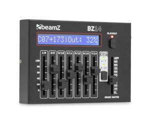 BeamZ BZ14 Mini Contrôleur DMX 2x 7 Canaux pour Éclairage LED | Contrôleur DMX compact avec 14 canaux, 12 scènes programmables et contrôle manuel, idéal pour DJ et petites installations