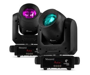 BeamZ Cobra 100H Lyre LED Motorisée Pack de 2 - Beam avec Prisme Rotatif DMX - 100 Watts, Gobo fixe + roue de couleurs - Mode auto et musical - Idéal DJ, scène, club, spectacle lumière
