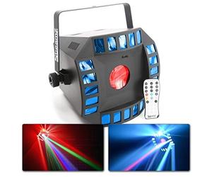BeamZ CUB4 2 LEDs Quad Derby avec Moonflower, DJ Light Effect, Shows Préprogrammés, Jeu de Lumières LED, Télécommande, Multicolor, Plafond / Mur, Mode Automatique / Rythmé