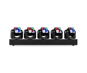 BeamZ Galaxy5 Barre d’Éclairage Motorisée avec 5 Lyres LED 40W RGBW, Pixelring 120 LEDs RGB, Modes DMX et Audio, Installation Rapide, Idéale pour DJ, Groupes et Événements Live