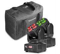 Beamz MHL36 Lyres Wash - avec sacoche souple, 4x LED RGBW, LED 9W, Strobe de couleur, modes DMX et stand alone, fonctionnalité maitre/esclave, Pan : 540°, Tilt : 180°, idéal pour la scène