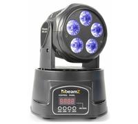 Beamz MHL90 Mini Lyre Wash - 60W, 5x LED RGBAW, LED 18W, Éclairage UV, Modes DMX et Stand Alone, Fonctionnalité Maitre/Esclave, Pan 540°, Tilt 180°, Idéal pour la Scène, Bar, Boîte de Nuit