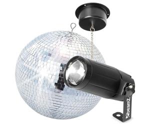 BeamZ Pack Complet Boule à Facettes 30 cm Moteur Projecteur LED 6W Disco