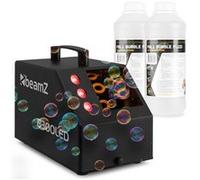 BeamZ B300LED Pack Machine à Bulles + 2L de Liquide, Enfant/Mariage/Soirée avec LEDs RGB - Ventilateur Puissant, Double Roue, Poignée, Télécommande, Réservoir 700mL, Idéale pour Fêtes en Extérieur