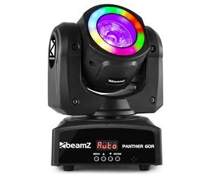 BeamZ Panther 60R Lyre Beam LEDs avec Anneau LED - 60 Watts, DMX 13/15 Canaux, Mode Musical, Programmes Auto, Pan 540°, Tilt 180°, 5° de Faisceau, Idéal pour les Clubs, Scènes