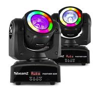 BeamZ Panther 60R Lyre Beam LEDs avec Anneau LED - Pack de 2 Lyres - 60 Watts, DMX 13/15 Canaux, Mode Musical, Programmes Auto, Pan 540°, Tilt 180°, 5° de Faisceau, Idéal pour les Clubs, Scènes