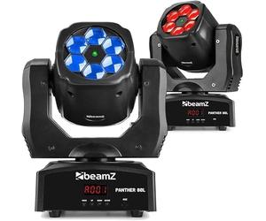 BeamZ Panther 80L - Pack de 2 Lyres Motorisées Bee Eye - 2x 6x 12W RGBW, 6 Gobos, DMX Maître/Esclave, Modes Auto, Télécommande, Idéal DJ, Clubs, Scènes, Shows Lumineux