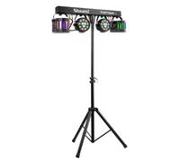 Beamz Partybar2 2x Projecteurs PAR + 2x Derby, Contrôle par DMX, Télécommande ou Programmes Automatiques, Pied Tripode Inclus, Installation Rapide et Facile, Shows Préprogrammés, Effets Professionnels