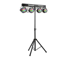 Beamz Partybar3 4x Projecteurs PAR avec Magic Ball, Contrôle par DMX, Télécommande ou par Programmes Automatiques, Pied Tripode Inclus, Idéal pour la Scène, Soirées, Animations, Shows Préprogrammés