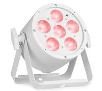 BeamZ Pro BAC322 Projecteur PAR LED RGBALC 6 x 10 Watts, Blanc - DMX, Mode Auto & Son, Boîtier Aluminium, Télécommande IR, Écran OLED, Angle 20°, PowerCon/XLR, Idéal comme Éclairage de Scène