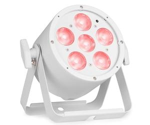 BeamZ Pro BAC322 Projecteur PAR LED RGBALC 6 x 10 Watts, Blanc - DMX, Mode Auto & Son, Boîtier Aluminium, Télécommande IR, Écran OLED, Angle 20°, PowerCon/XLR, Idéal comme Éclairage de Scène