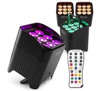 BeamZ Pro BBP59 - Pack de 4 Projecteurs d’ambiance sans fil IP65 9x 12W RGBWA-UV | Batterie amovible & Wireless DMX
