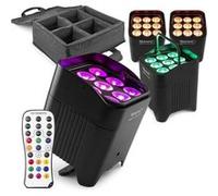 BeamZ Pro BBP59 - Pack de 4 Projecteurs d’ambiance sans fil IP65 9x 12W RGBWA-UV | Batterie amovible & Wireless DMX | Sac de Transport Inclus