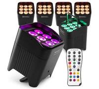BeamZ Pro BBP59 - Pack de 6 Projecteurs d’ambiance sans fil IP65 9x 12W RGBWA-UV | Batterie amovible & Wireless DMX