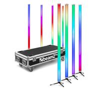 BeamZ Professional KRATOS Pack de 8 Tubes LEDs RGBW sur Batterie - 120cm, avec Flightcase, IP65, DMX, Wi-Fi, jusqu'à 20h d'Autonomie, Idéal pour les DJs Mobiles, Restaurants, Bars, Scènes
