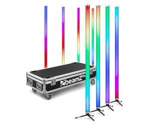 BeamZ Professional KRATOS Pack de 8 Tubes LEDs RGBW sur Batterie - 120cm, avec Flightcase, IP65, DMX, Wi-Fi, jusqu'à 20h d'Autonomie, Idéal pour les DJs Mobiles, Restaurants, Bars, Scènes