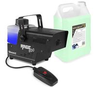 BeamZ Rage 600I Pack Machine à Fumée 600 Watts avec 5L de liquide - Design Unique et Solide, Télécommande Filaire 3m pour Contrôle à Distance, Etrier de Montage, Idéal pour une Soirée de 30 m²