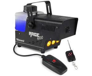 BeamZ Rage 600LED Machine à Fumée 600 Watts, LEDs couleur ambre, Réservoir 500 mL, Design Unique et Solide, Télécommande sans Fil et Filaire 3m, Etrier de Montage, Idéal pour une Soirée de 30 m²