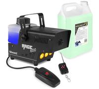 BeamZ Rage 600LED Pack Machine à Fumée 600 Watts avec 5L de Liquide, LEDs couleur ambre, Réservoir 500 mL, Design Unique, Télécommande et Filaire 3m, Etrier de Montage, Idéal pour une Soirée de 30 m²