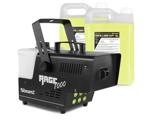 BeamZ RAGE1000LED Machine à Fumée 1000W avec LEDs RGB, Réservoir 2L + Bidon de Liquide 10L, Télécommande Sans Fil et Filaire 3m, DMX, Idéale pour Soirées jusqu’à 70 m²