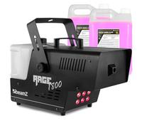 BeamZ RAGE1800LED - Machine à fumée 1800W avec LEDs RGBA 6 x 9W, jet 530 m³/min, DMX & minuterie - Idéale DJ, scène, club - 10L de liquide inclus