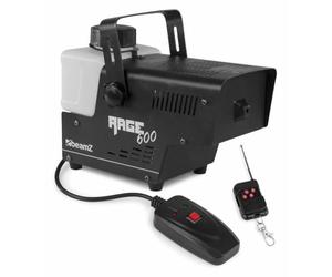 BeamZ RAGE600W Machine à Fumée 600 Watts, Réservoir 500 mL, Design Unique et Solide, Télécommande sans Fil et Filaire 3m, Etrier de Montage, Idéal pour une Soirée de 30 m²